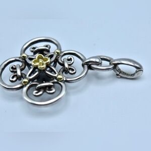 Ann King Sterling Silver 925 & 18k Double Sided Flower Enhancer Dangle Pendant